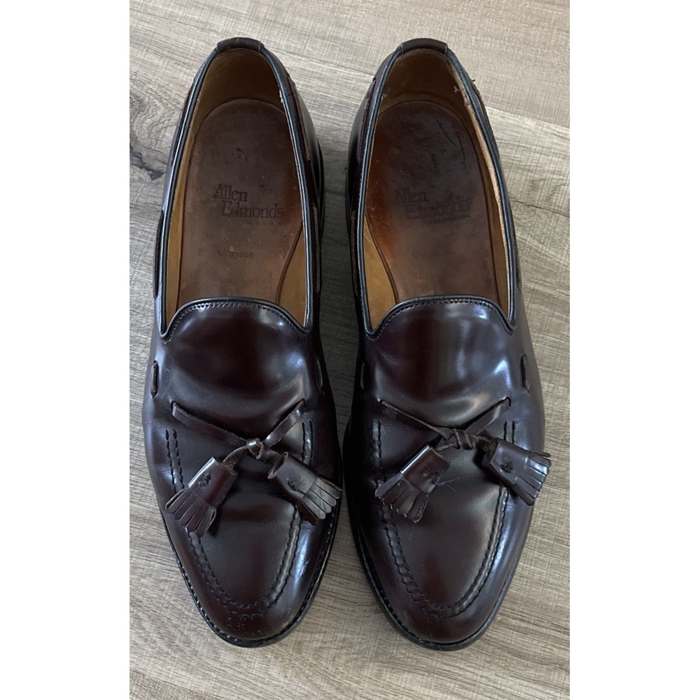 Allen Edmonds Grayson Burgundy Oxblood Calfskin Tassel Loafers Mens 9C 8297